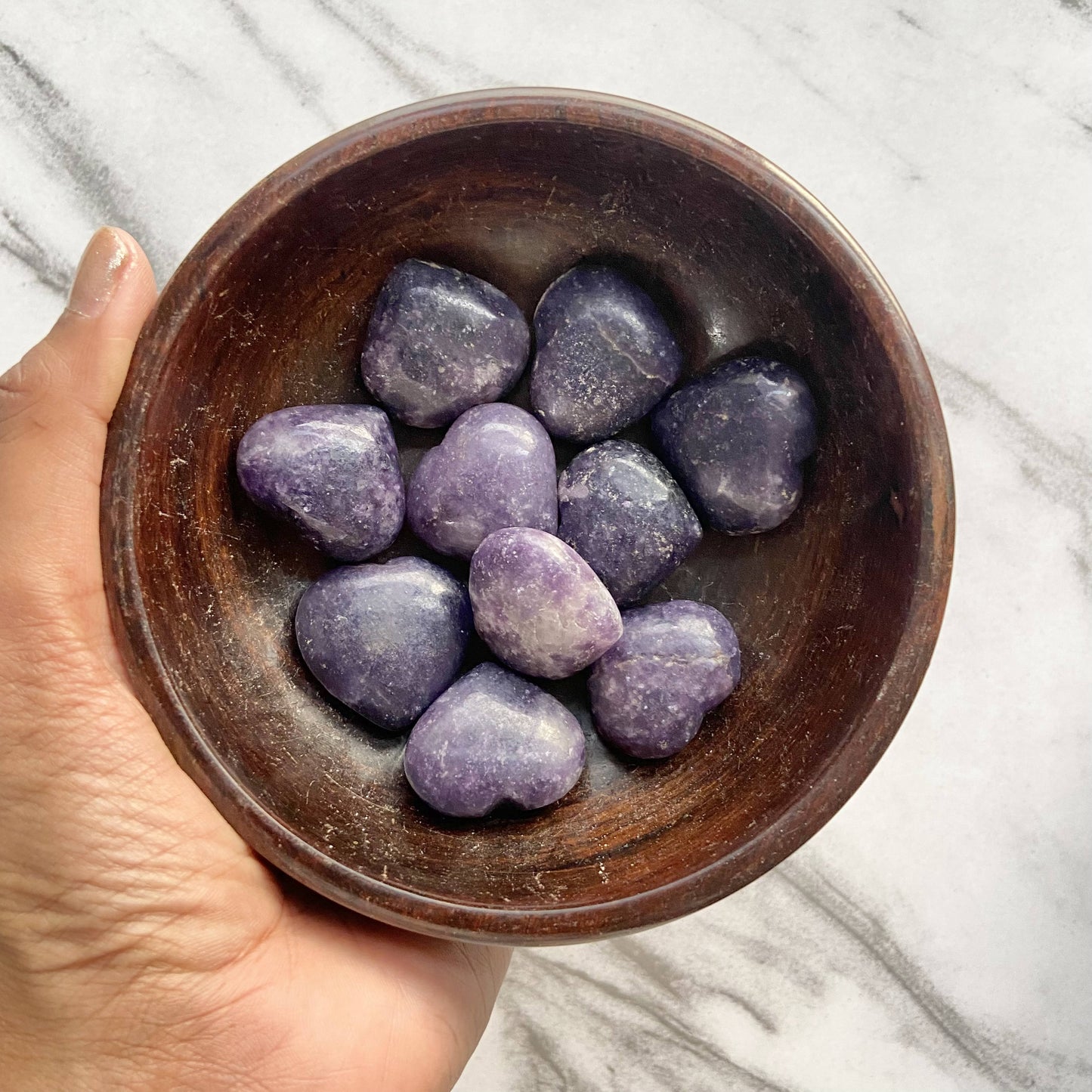 Lepidolite Mini Hearts | Clear Blockages Of Heart Chakra & Third Eye Crystal Stones