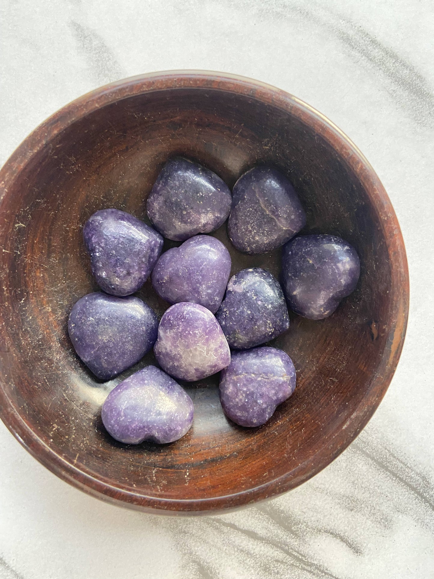 Lepidolite Mini Hearts | Clear Blockages Of Heart Chakra & Third Eye Crystal Stones