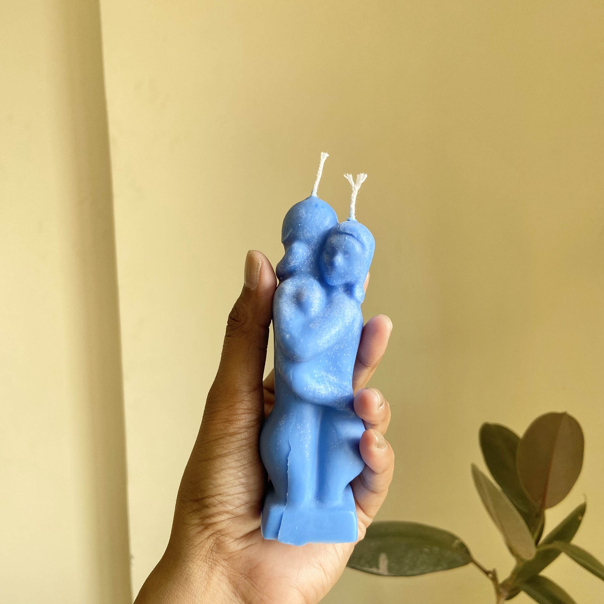 Blue Hugging Couple Candle Candles