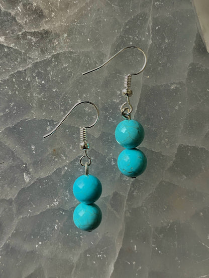 Synthetic Turquoise Bead Earring (Manmade) - Stone Of Protection & Mediatation Crystal Stones