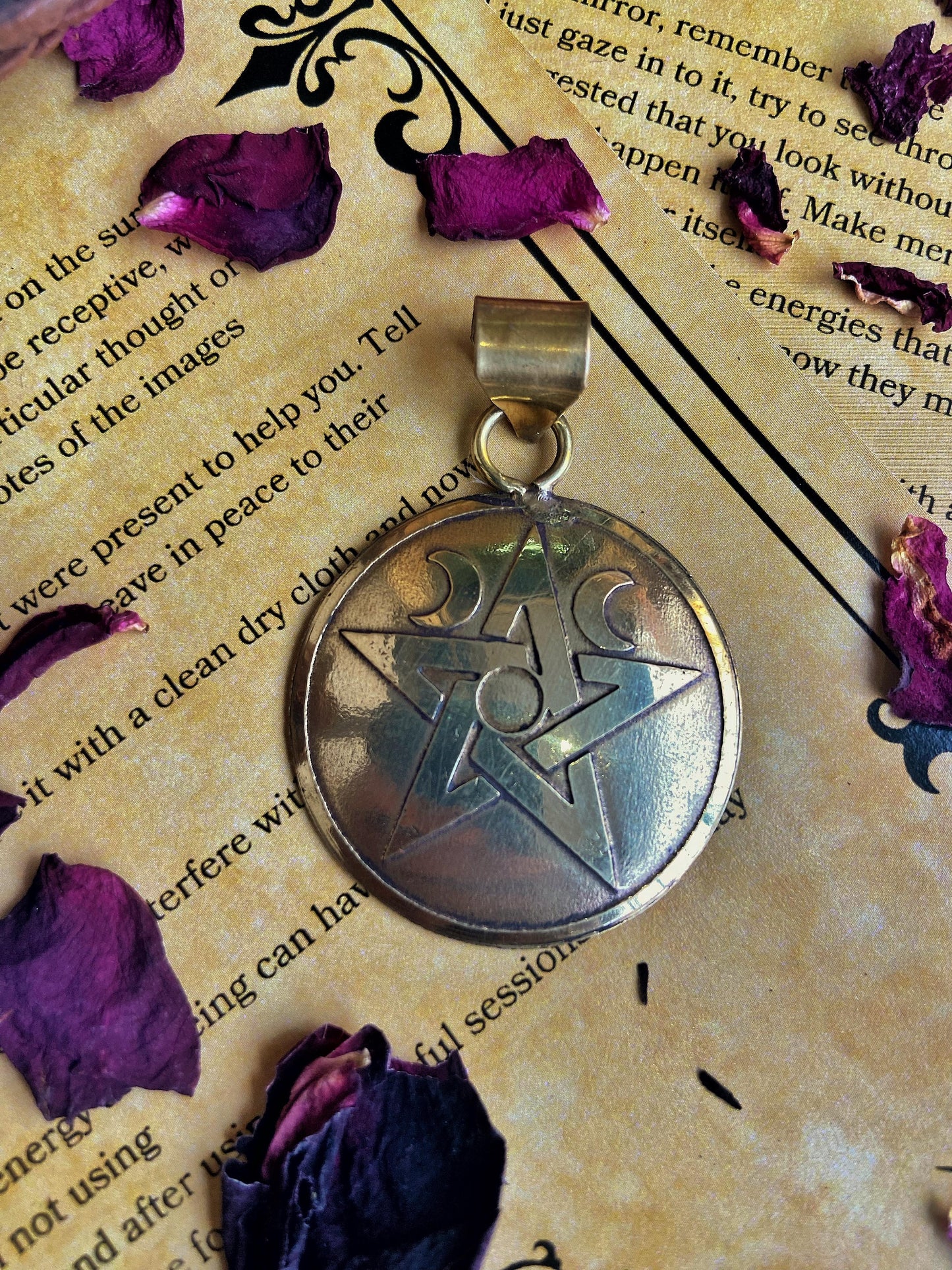 Pentacle Brass Pendant with Cord