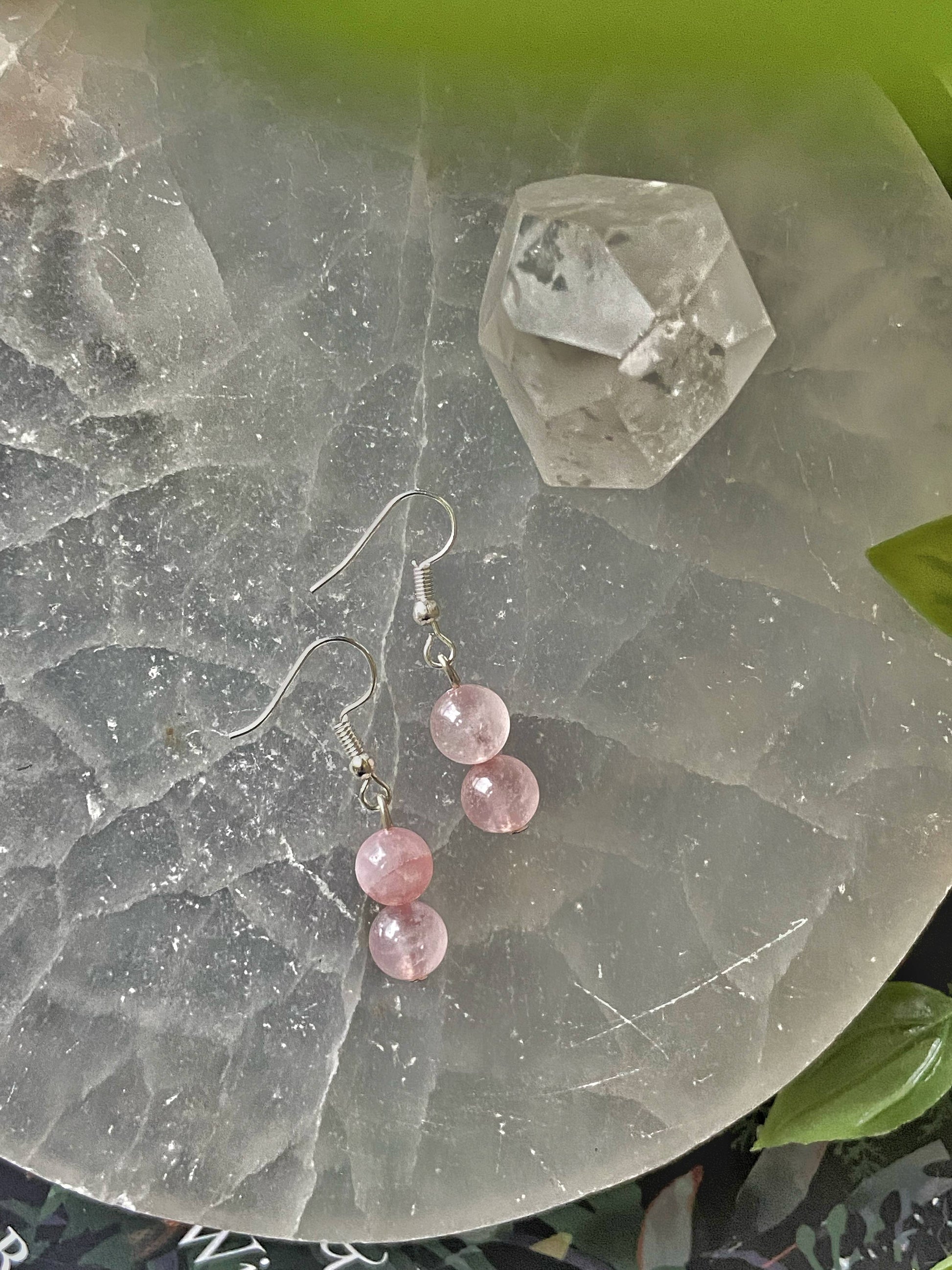 Rose Quartz Bead Earring Crystal & Stones