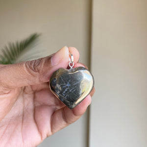 Pyrite mini Heart Pendants with Black Cord | Financial Abundance & Protection Regular