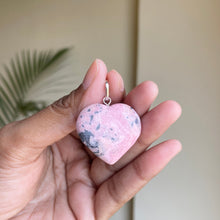 Load image into Gallery viewer, Pink Rhodonite mini Heart Pendant with Black Cord | Attract Love in general &amp; Promotes inner Peace