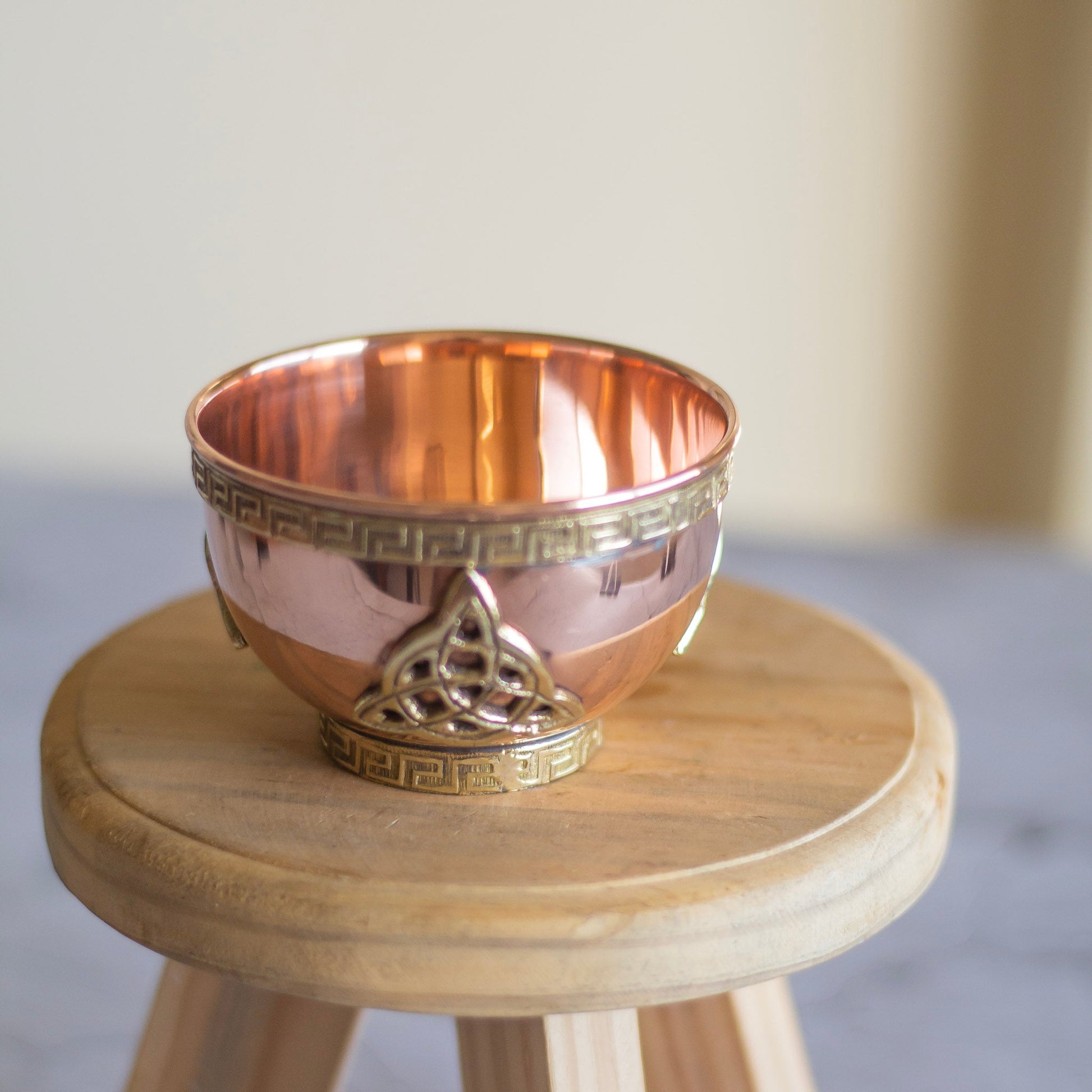 Small Triquetra Carved Copper Offering Bowl Altarware | Altar