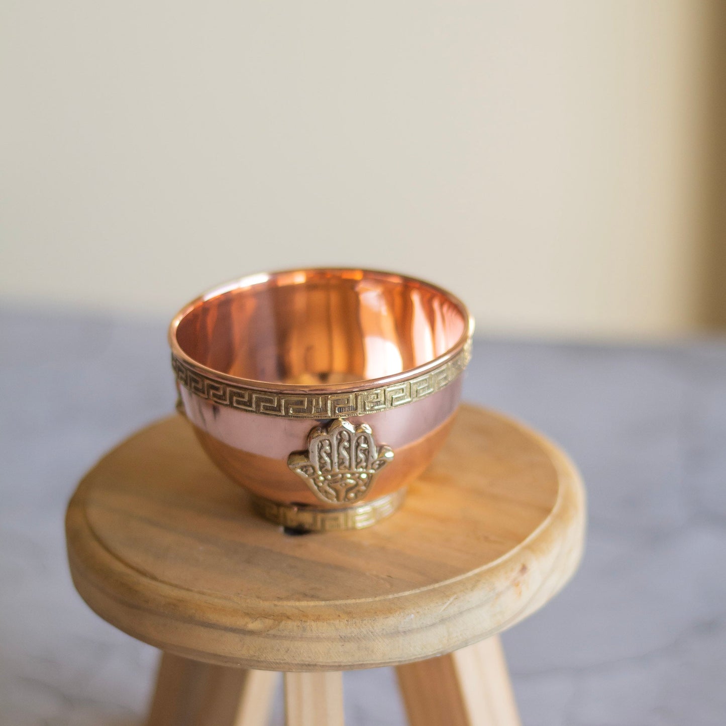 Small Hamsa Carved Copper Offering Bowl Altarware | Altar