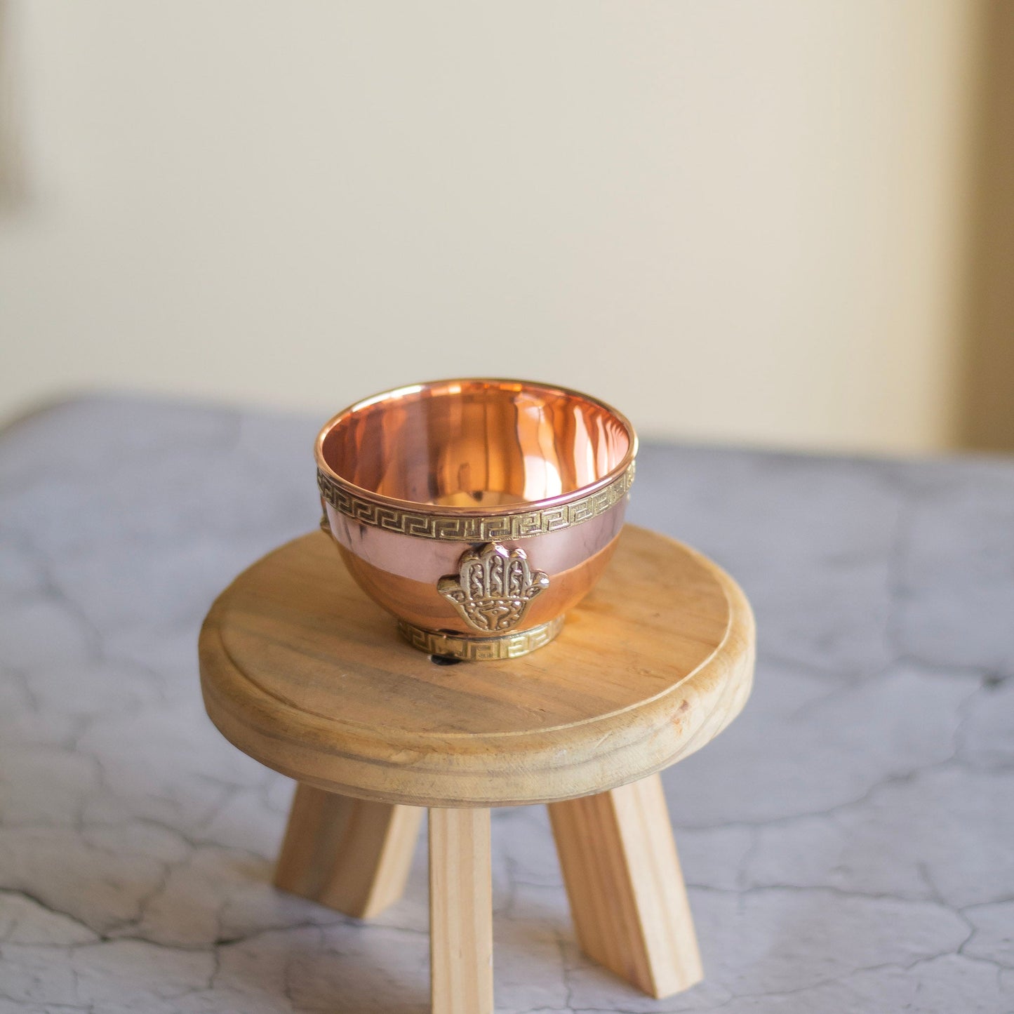 Small Hamsa Carved Copper Offering Bowl Altarware | Altar