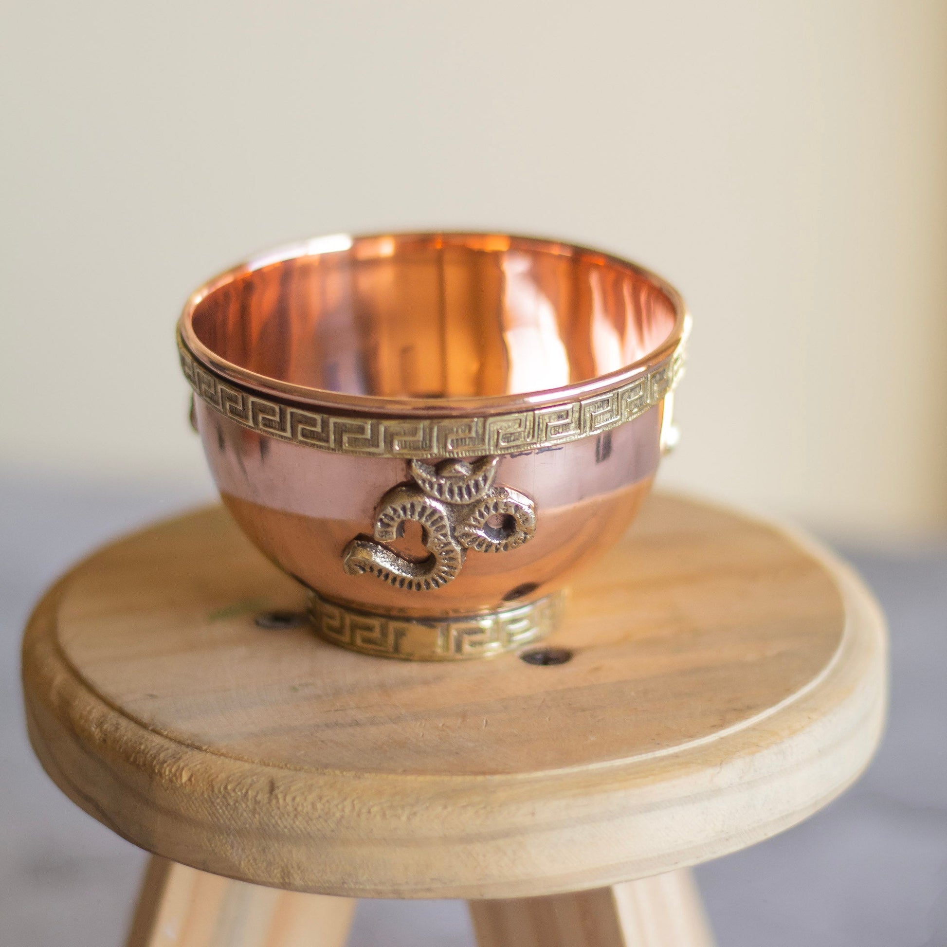 Small Om Carved Copper Offerinf Bowl Altarware | Altar