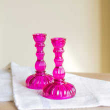 Load image into Gallery viewer, Pink Vintage Style Glass Candle Holder