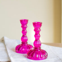 Load image into Gallery viewer, Pink Vintage Style Glass Candle Holder