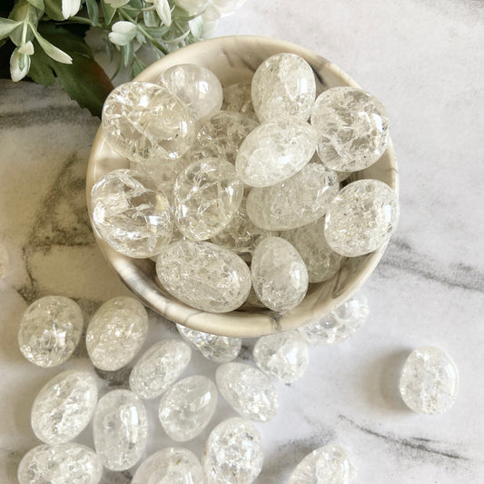 Clear Crackle Quartz Tumble Stone | Meditation & To Connect With Guiding Angels Crsytal Stones