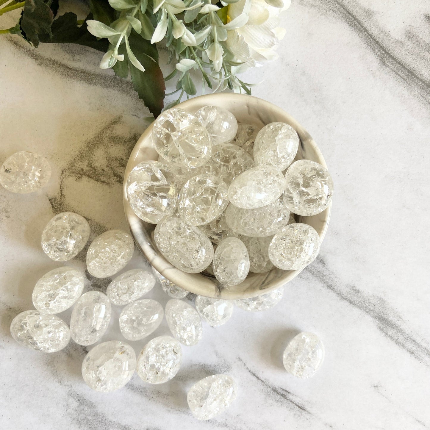 Clear Crackle Quartz Tumble Stone | Meditation & To Connect With Guiding Angels Crsytal Stones