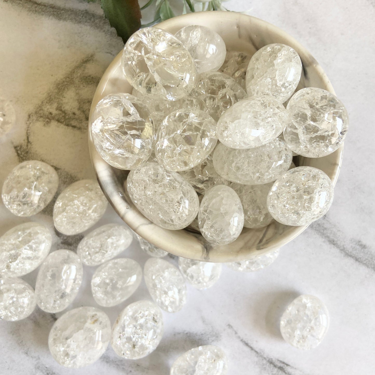 Clear Crackle Quartz Tumble Stone | Meditation & To Connect With Guiding Angels Crsytal Stones