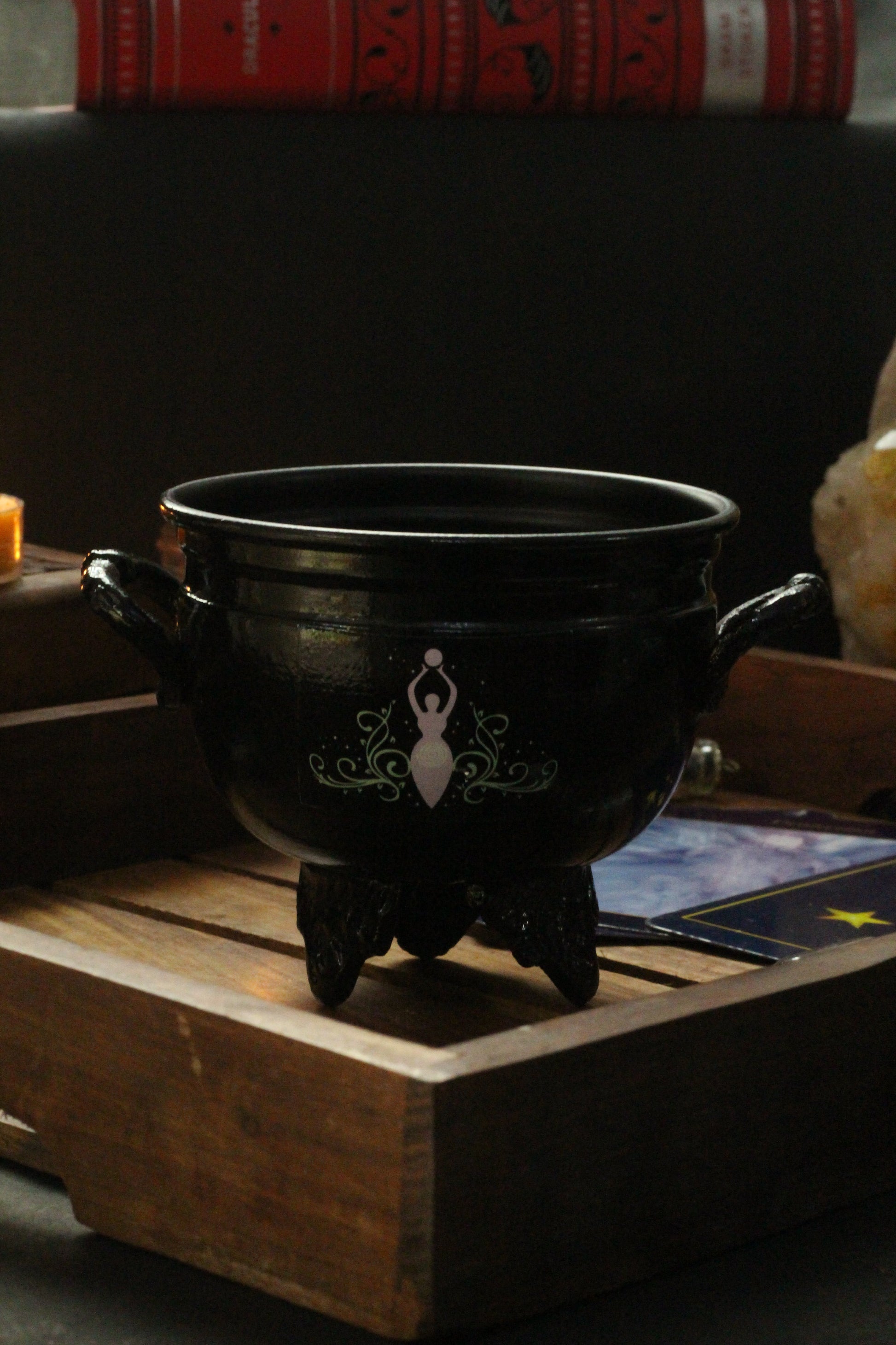 Goddess Gaia Printe Metal Cauldron Altarware | Altar