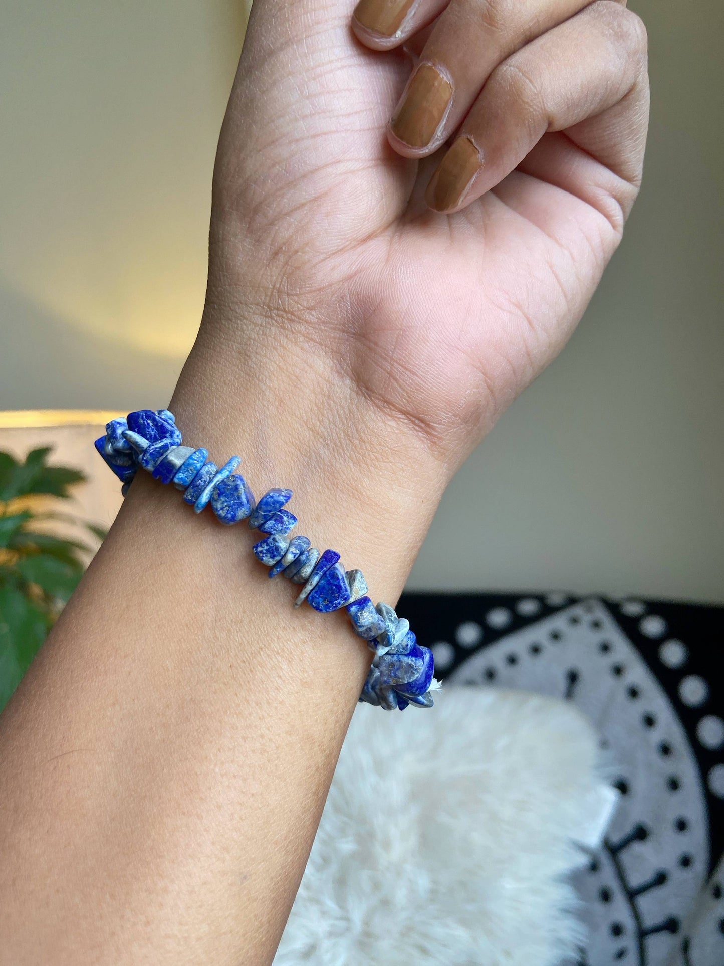 Lapis Lazuli Chips Bracelet Crystal & Stones