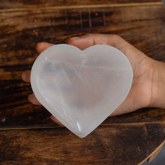 Heart Shaped Selenite Bowl | 7 Cm Approx Crystal & Stones