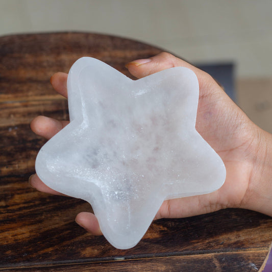 Star Shaped Selenite Bowl | 10 Cm Approx Crystal & Stones