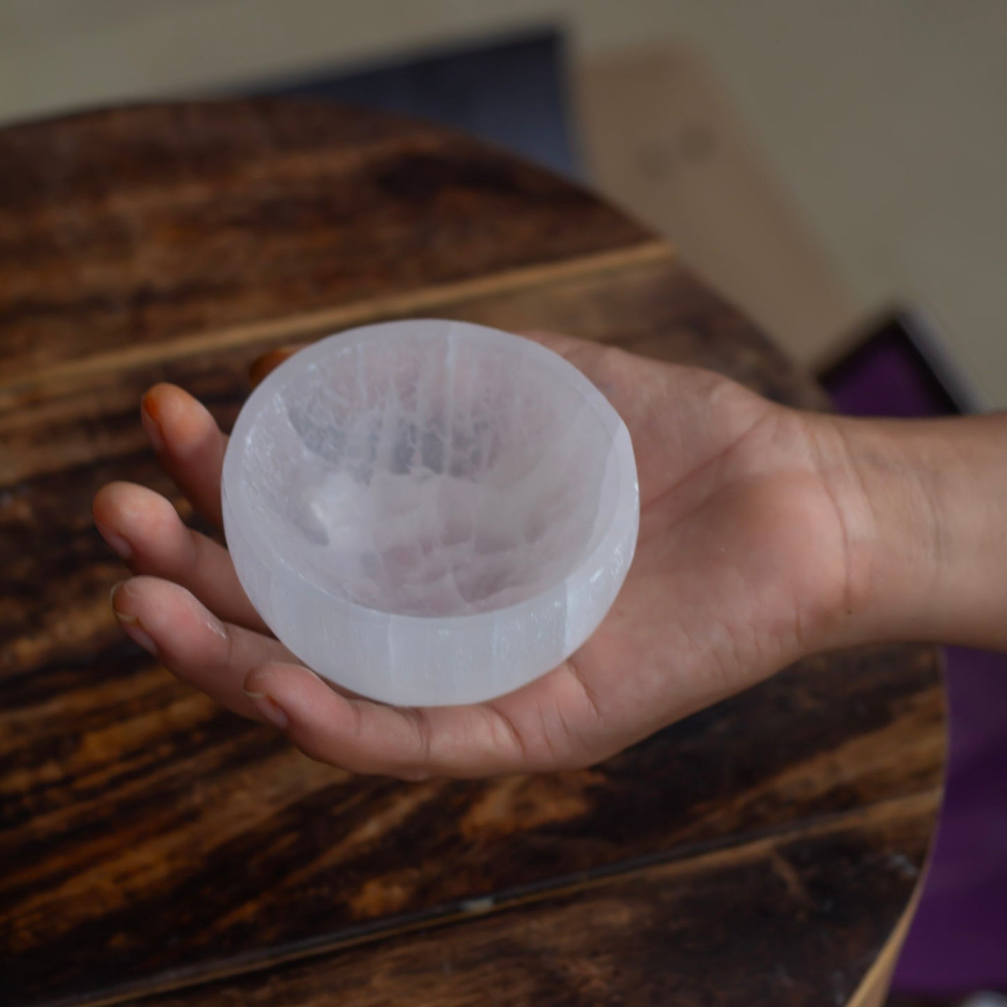 Thick Selenite Bowl - 2.5 Inches Dia | 6 Cm Crystal & Stones