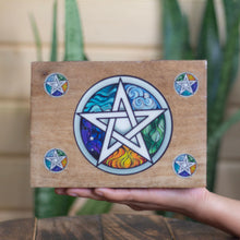 Load image into Gallery viewer, Small Pentalce Print wooden box | Crystal,Tarot and curio storage box