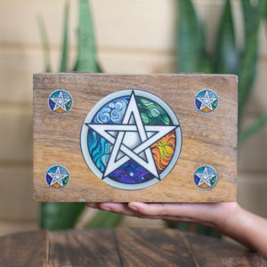 Pentalce Print wooden box | Crystal,Tarot and curio storage box