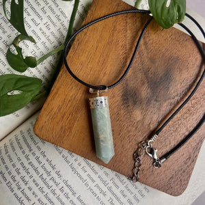 Amazonite Pencil Pendant with leather cord | Money, Wealth & Success