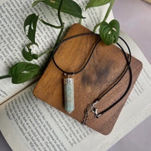 Load image into Gallery viewer, Amazonite Pencil Pendant with leather cord | Money, Wealth &amp; Success