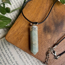 Load image into Gallery viewer, Amazonite Pencil Pendant with leather cord | Money, Wealth &amp; Success
