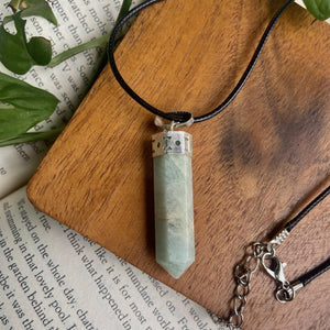 Amazonite Pencil Pendant with leather cord | Money, Wealth & Success