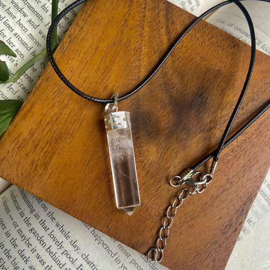 Clear Quartz Pencil Pendant With Leather Cord | Master Healer Crystal & Stones