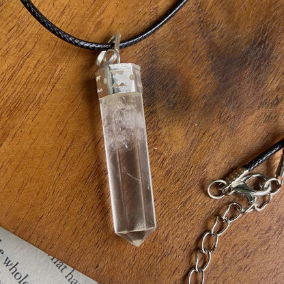 Clear Quartz Pencil Pendant With Leather Cord | Master Healer Crystal & Stones