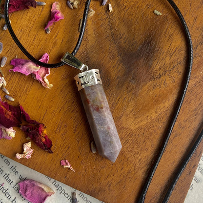 Fancy Jasper Pencil Pendant With Leather Cord | Inner Strength & Confidence Crystal Stones