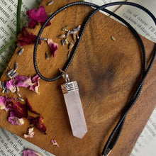Load image into Gallery viewer, Rose Quartz Pencil Pendant with leather cord | Stone of Love &amp; Self Love
