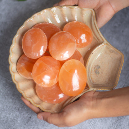 Orange Selenite Palm Stone Crystal