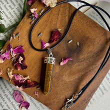 Load image into Gallery viewer, Tiger&#39;s eye Pencil Pendant with leather cord | Wealth &amp; Fortune