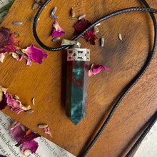 Load image into Gallery viewer, Bloodstone Pencil Pendant with leather cord | Healing