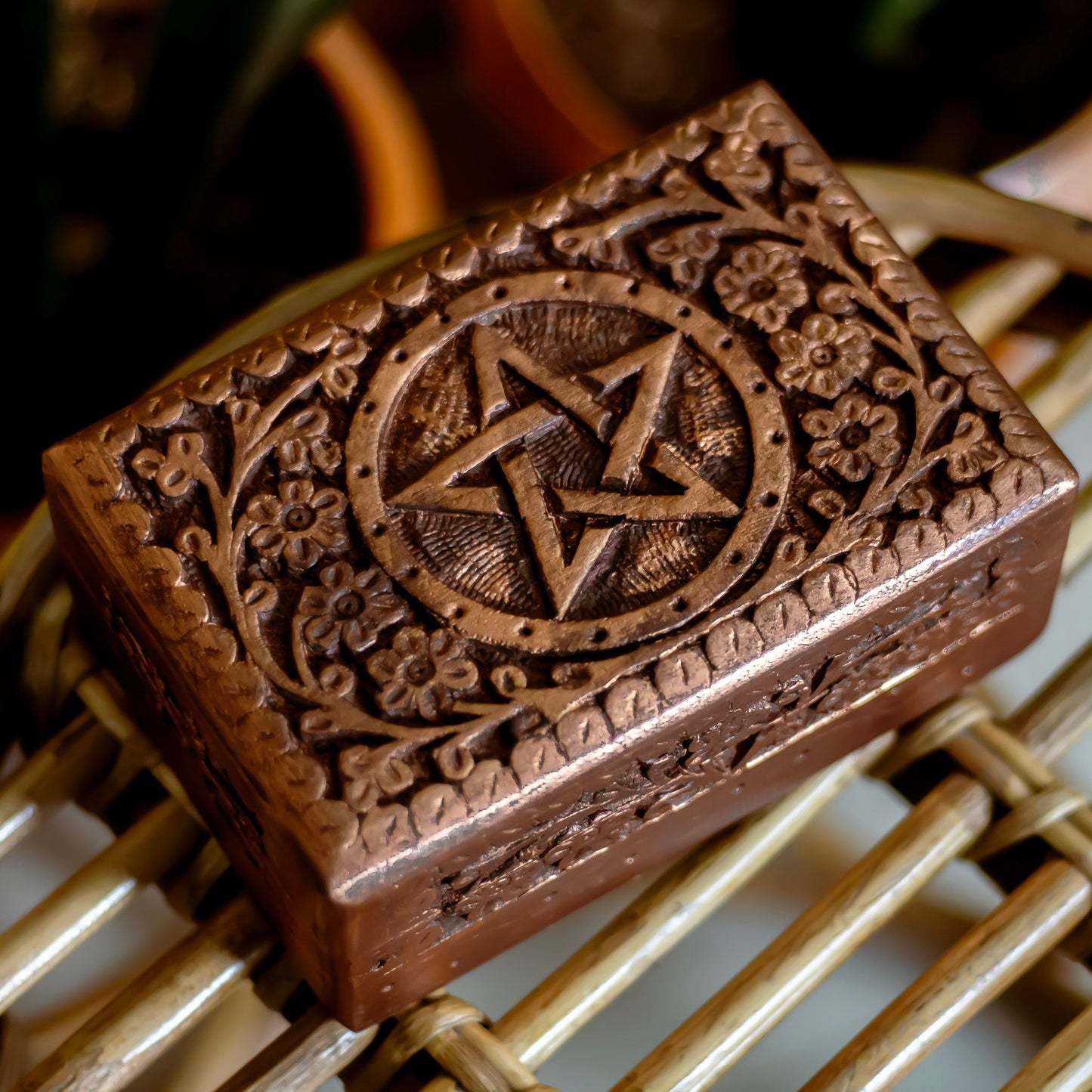 Pentacle Carved Wooden Box Altarware | Altar