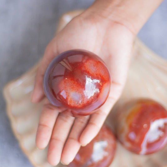 Large Size Red Agate Spheres | Grounding & Stability Crystal Stones
