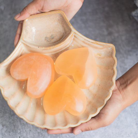 Large Size Orange Selenite Heart Crystal Bracelet