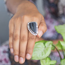 Load image into Gallery viewer, Black Tourmaline Oxidised Statement Ring | Grounding &amp; Protection