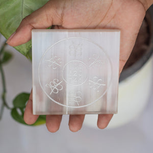 Zibu Symbol Selenite Square Charging plate | 3 Inches
