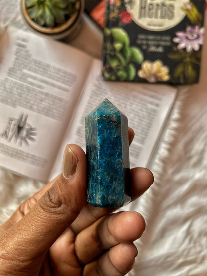 Blue Apatite Mini Point | Stone For Motivation & Independence Crystal Stones