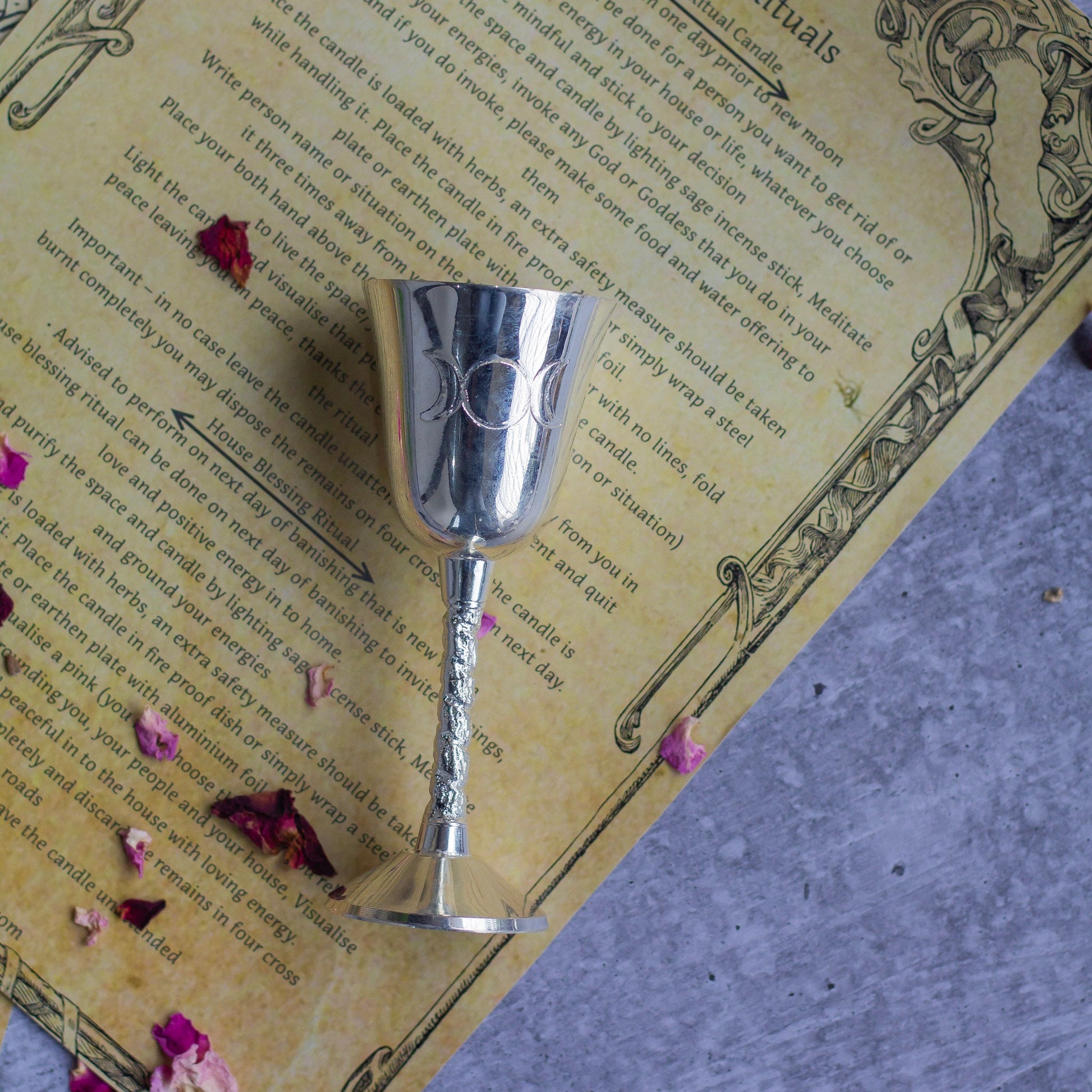 Triple Moon Silver Plated Brass Goblet Altarware | Altar