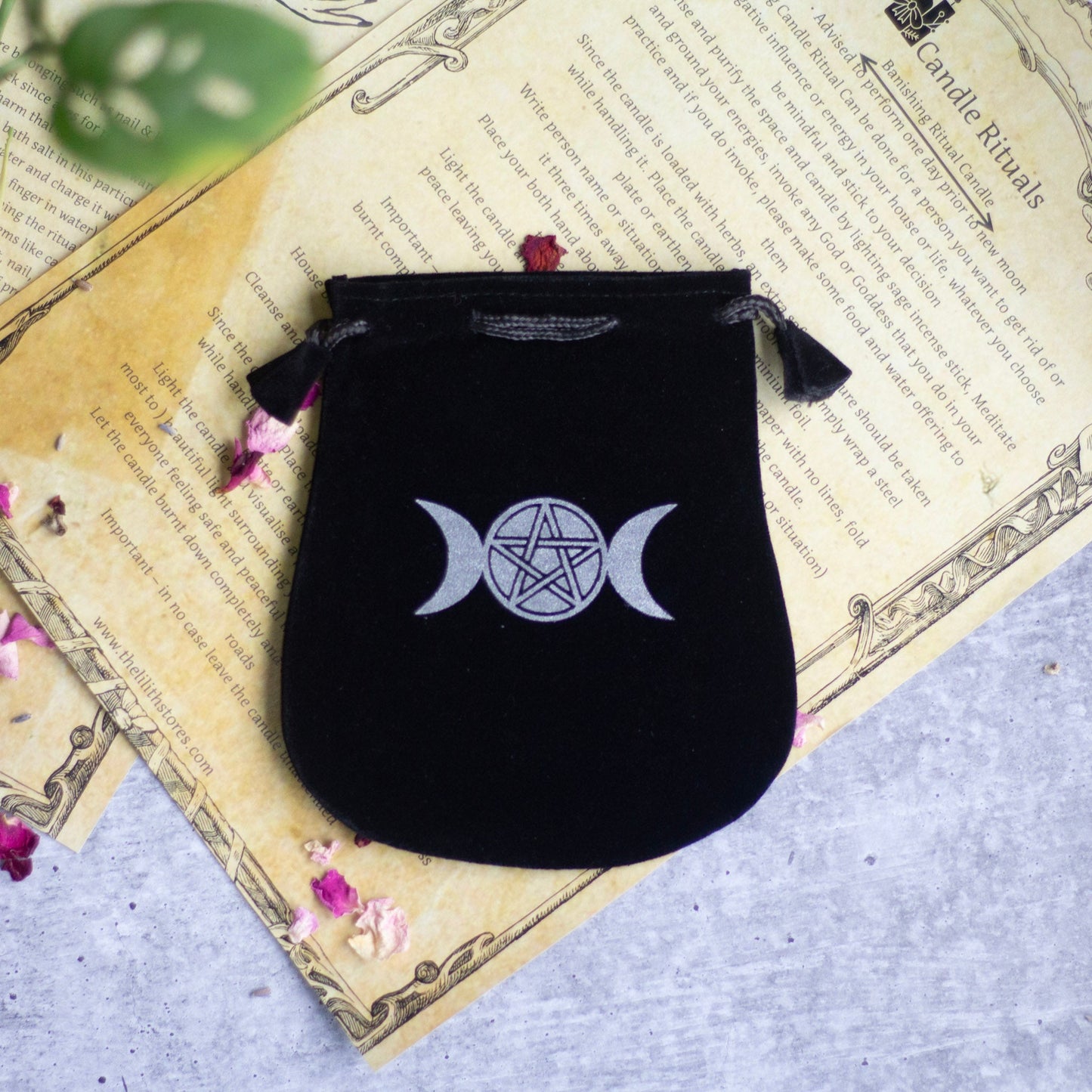 Triple Moon Black Velvet Drawstring Pouch Altarware | Altar