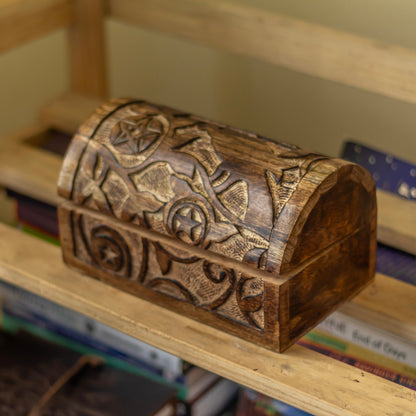 Vine & Pentacle Carved Wooden Chest Altarware | Altar