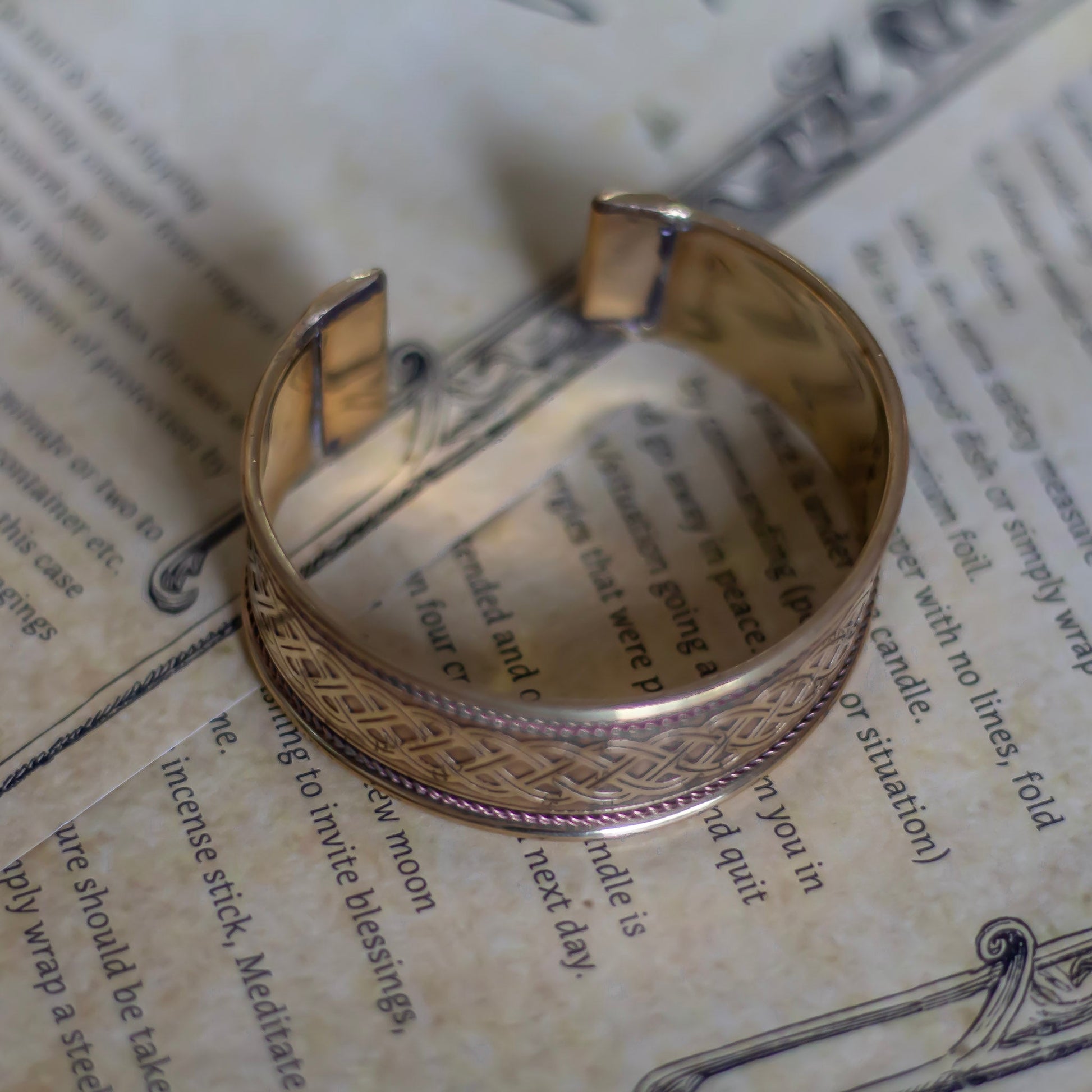 Celtic Knot Engraved Gold Finish Brass Bracelet Crystal Bracelet