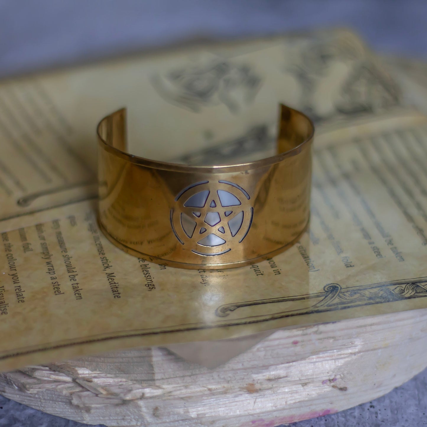 Pentacle Brass Handcuff Crystal Jewellery