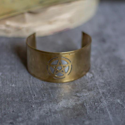 Pentacle Brass Handcuff Crystal Jewellery