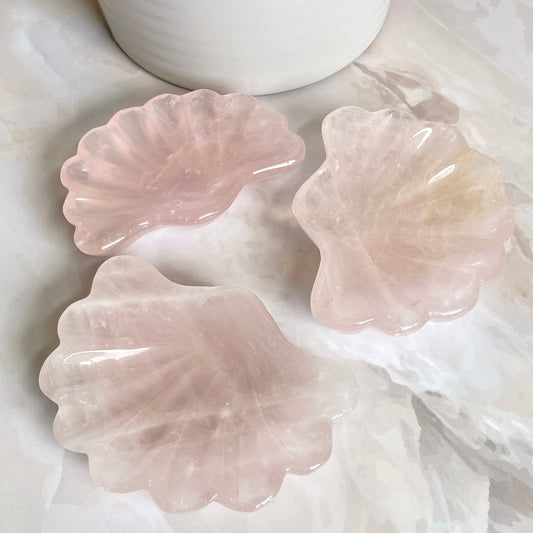 Rose Quartz Shell Shape Bowl | Stone Of Love & Self Love Crystal Stones