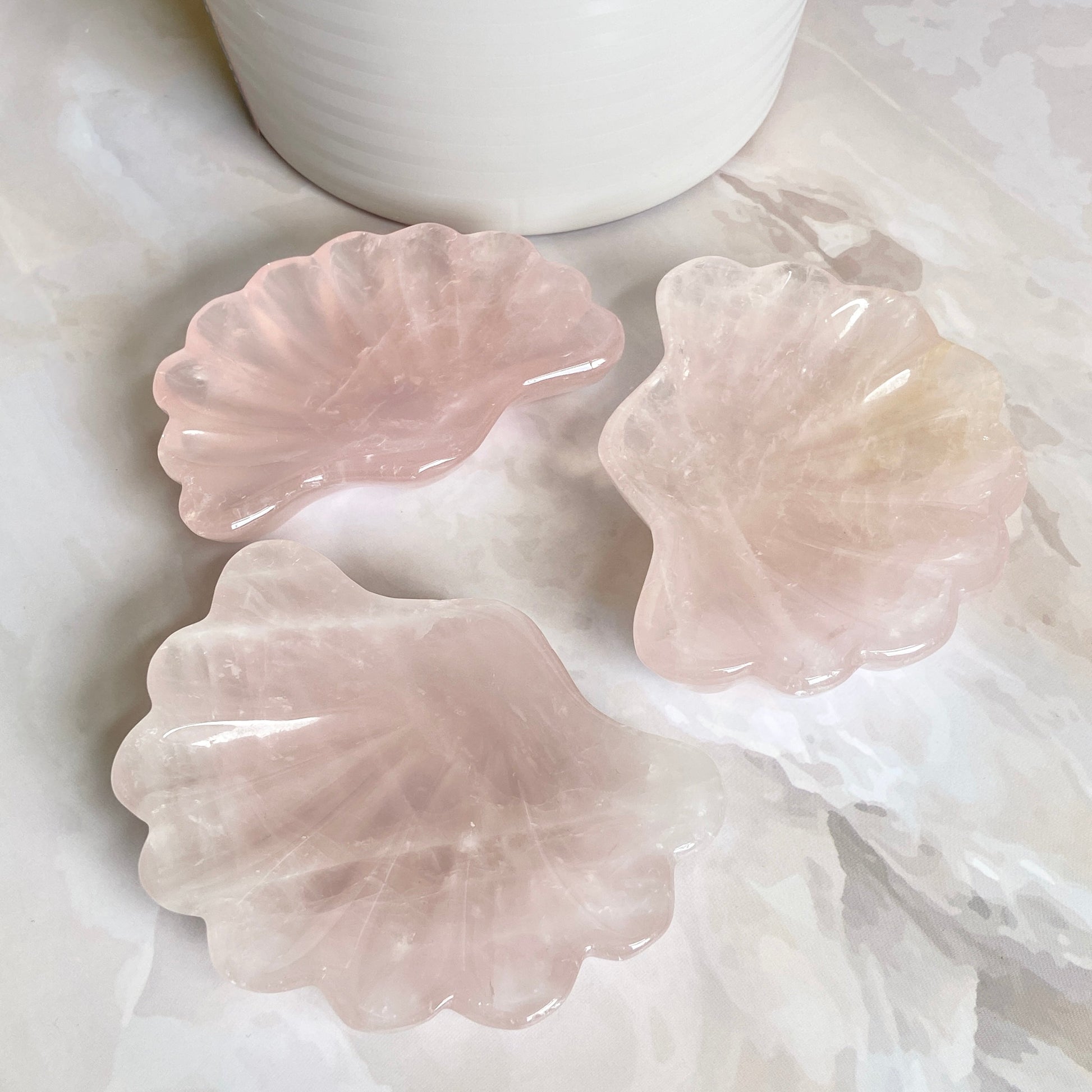 Rose Quartz Shell Shape Bowl | Stone Of Love & Self Love Crystal Stones