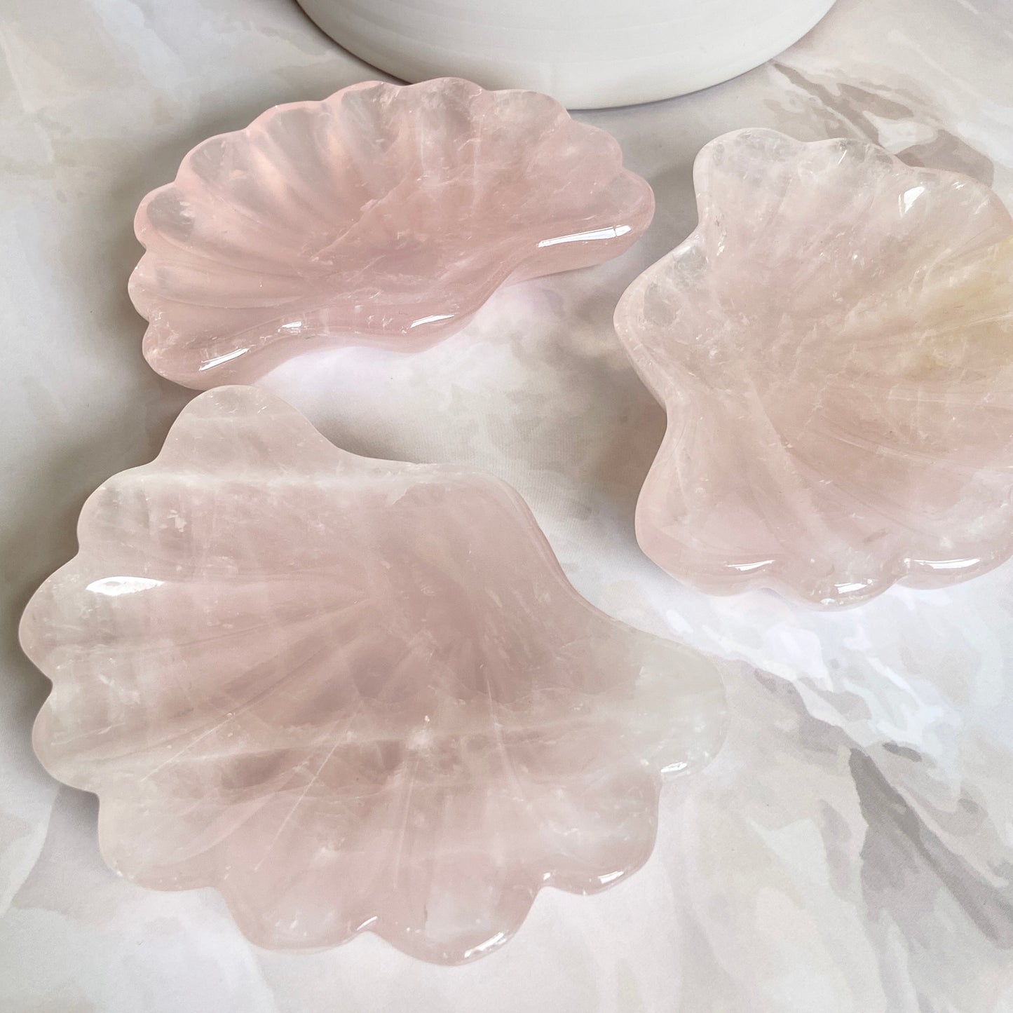 Rose Quartz Shell Shape Bowl | Stone Of Love & Self Love Crystal Stones